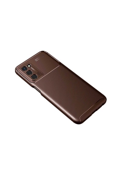 Oppo A55 5g Kılıf Karbon Görünümlü Silikon Kamera Korumalı Üstün Koruma Pazarplus Kahverengi