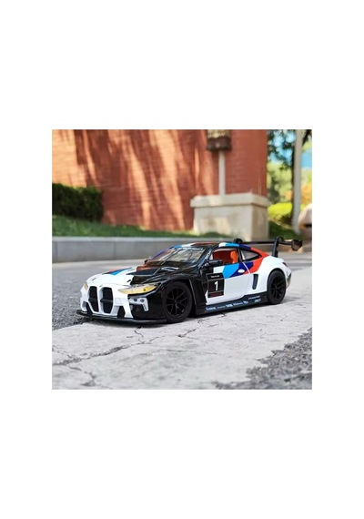 1:24 Bmw M4 Gt3 Diecast Model Araba Açılan Kapılar Bmw M4 Yarış Arabası Modifiyeli Diecast Araba Beyaz