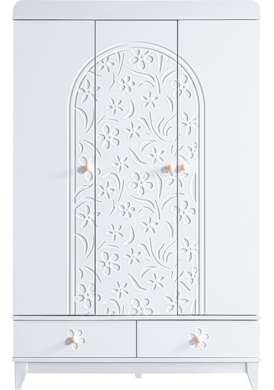 Gardırop, Garden 3 Kapaklı 2 Çekmeceli Dolap - Beyaz