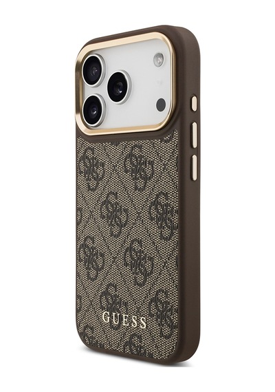 Apple Uyumlu iPhone 17 Pro Kılıf Guess Lisanslı M-safeli Askılı Ve 4g Logo Kartlıklı Kapak Kahverengi Kahverengi