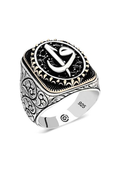 Gümüş Elif Vav Oval Erkek Yüzük T6469 Gümüş