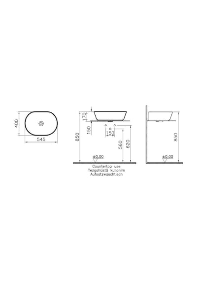 VitrA Geo 7427B403-0016 Oval Çanak Lavabo. VitrA Clean. 55 CM. Be