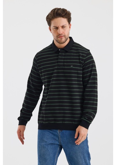 Alexander Gardi Alexandergardı Polo Yaka Çizgili Regular Fit Sweatshırt Wk25214 001
