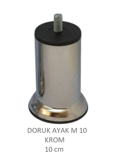 Doruk Ayak, Cıvatalı Baza Koltuk Dolap Ayağı, Metal, Krom, M10, 10 Cm Krom