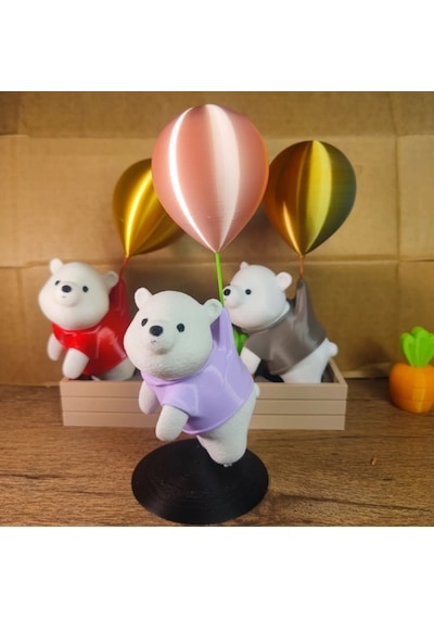 Balon Tutan Sevimli Ayı Figürü