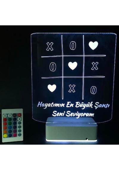 Sevgililer Gününe Özel 3D Aşk Oyunu Masaüstü Led Lamba