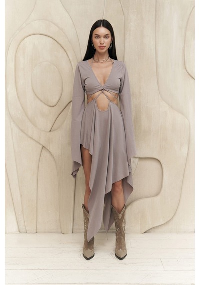 Mai Collection Mai Studios Co. Coachella Gri Crop Elbise Takım Gri