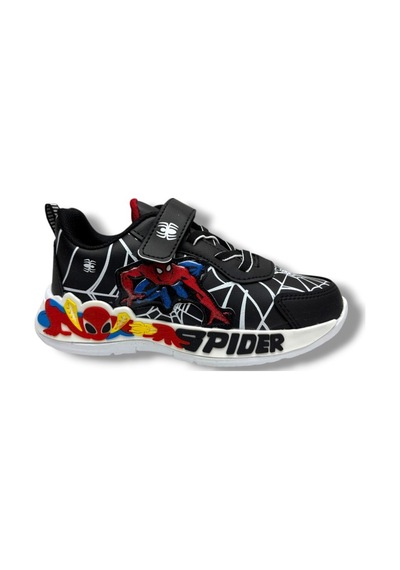 Cakgo 836-26 Deri Spiderman Baskılı Cırtlı Erkek Çocuk Sneaker Siyah Beyaz 31-35 Siyah