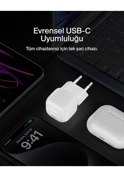 Belkin Boostcharge Küp Usb C Duvar Şarj Cihazı, 20 W Usb-c Şarj C