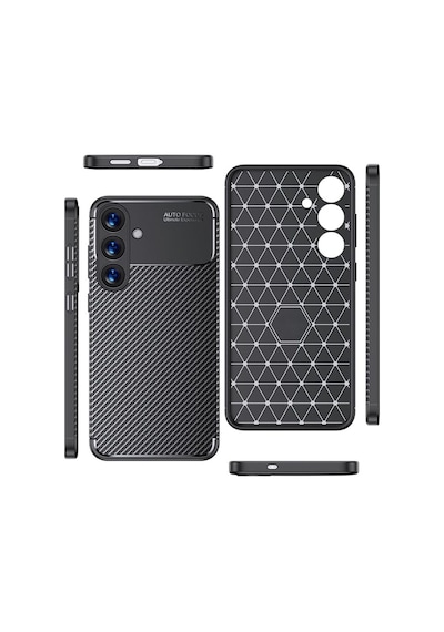 Samsung Galaxy S25 FE Uyumlu Silikon Kılıf Karbon Desenli Darbe Emici Autofocus Koruma Kapak