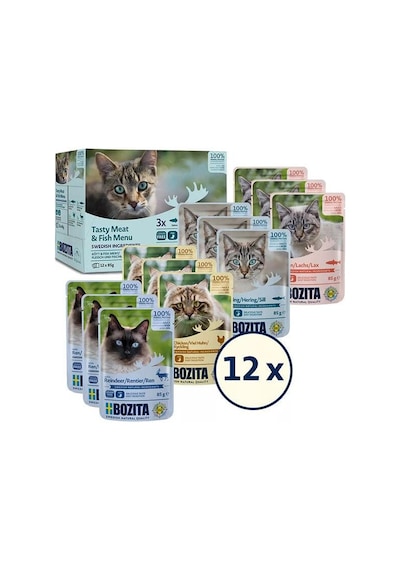 Bozita Sos İçinde Balık Ve Etli Kedi Konservesi Multibox 85 G 12 Adet