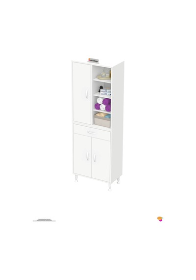 Afra 65 Cm 3 Kapaklı 10 Raflı Ve Çekmeceli Çok Amaçlı Banyo Dolabı Beyaz