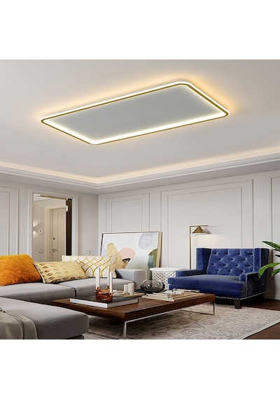 Gold 90x60cm 3 Işık Rengi Dikdörtgen Led Tavan Lambası,avize,modern Aydınlatma,dekoratif Işık Gold