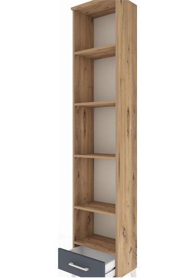Arges Dolap 5 Raflı Tek Çekmeceli 44x30x221 Çam-antrasit Atlas Çam