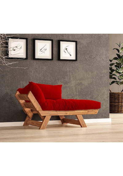 Woodesk Adalar Masif Tik-kırmızı Renk Berjer Cpt8155-140 Kırmızı