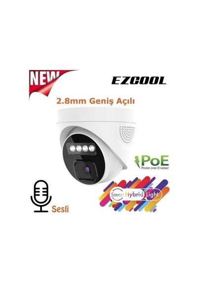 Ezcool Ez-1045ıps 5mp 2.8mm Hıbrıt Poe Sesli Ip Dome Kamera