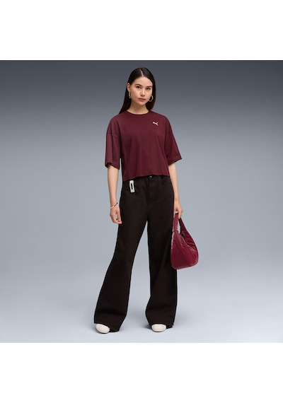 Puma Wardrobe Ess Oversized Tee Kadın Yetişkin T-shirt Bordo