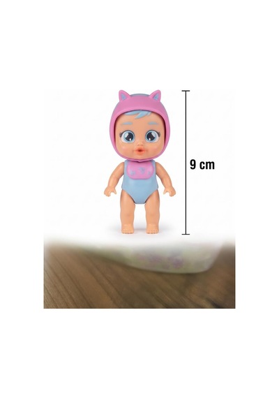Cry Babies Sevimli Başlıklı Gerçekçi Ağlama Emekleme Özellikli 7 Adet Aksesuarlı 9 Cm Oyuncak Bebek