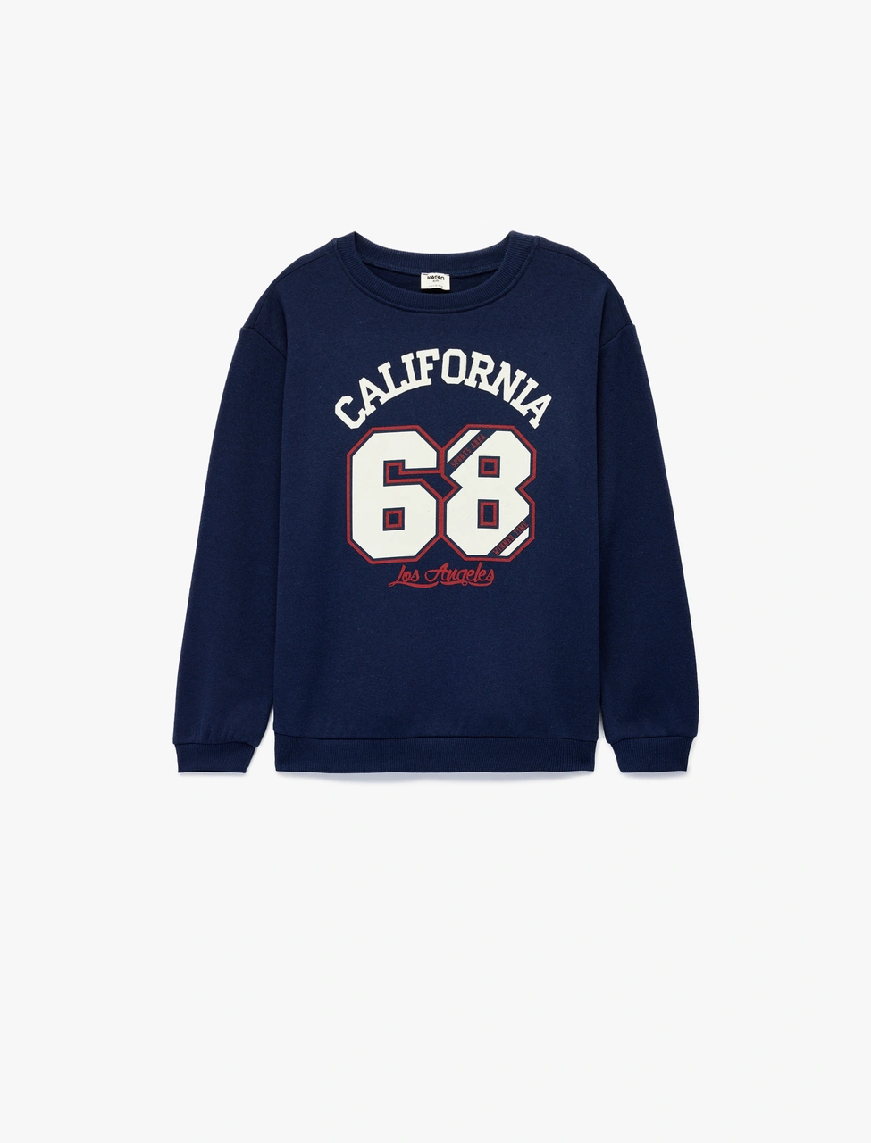 Koton Uzun Kollu Bisiklet Yaka Baskılı Şardonlu Sweatshirt Lacivert 6wkb10144tk