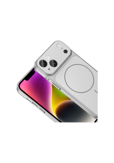 Apple Uyumlu iPhone 14 Kılıf M-safe Şarj Özellikli Kamera Korumalı Kapak Ryc / Formen Gümüş