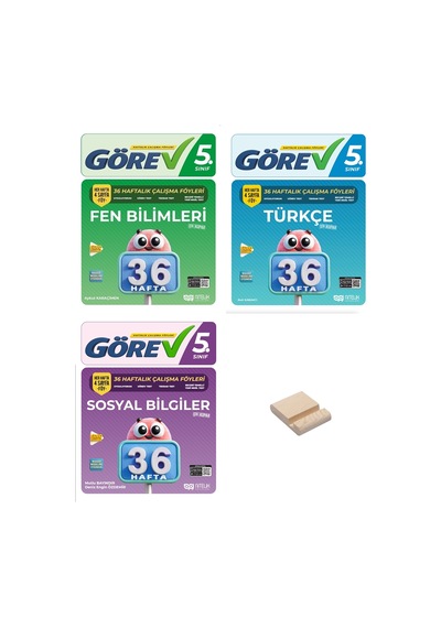 Nitelik 5. Sınıf Fen Türkçe Ve Sosyal 36 Haftalık Görev Föyleri 3lü Set + Telefon Standı