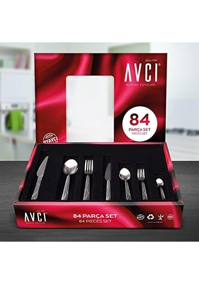 Avcı Ay Işığı 84 Parça Çatal Kaşık Bıçak Takımı Açık Ahşap