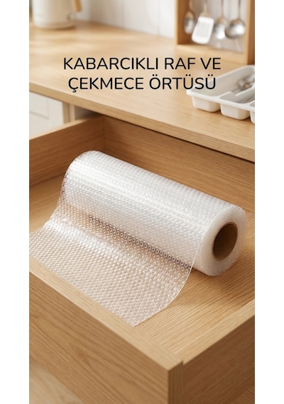 Şeffaf Kaydırmaz Dolap İçi Raflık Örtüsü 45x300 Cm Koruyucu Pvc Malzeme