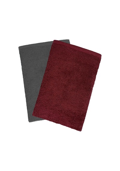 2 Li Lüks El Yüz Havlu Seti 50x90 Cm %100 Pamuklu Gramajlı Grinja Bordo