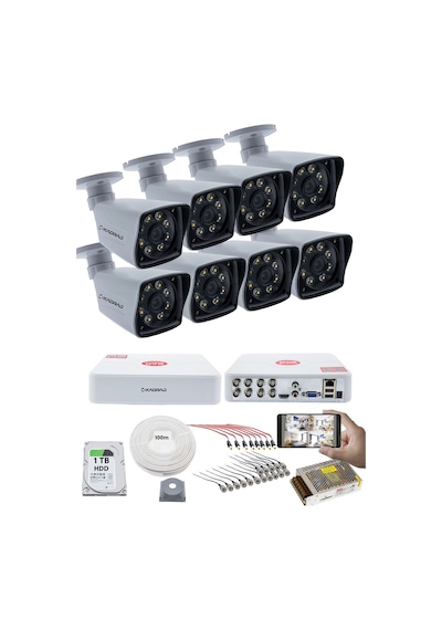 8 Kameralı Güvenlik Kamerası Seti - Kdj-8s-8w-kk-p-v1