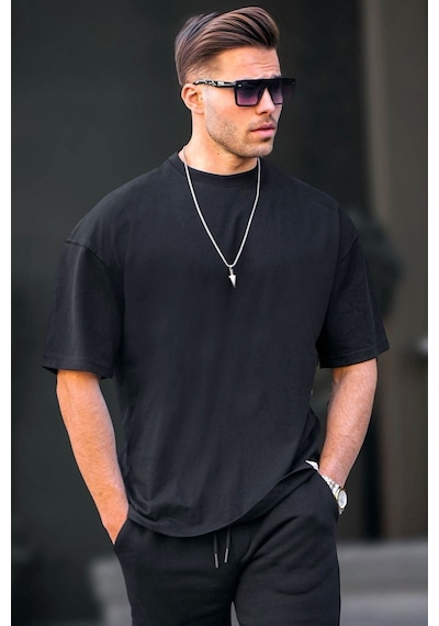 Flood Of Style Erkek Oversize Basic Pamuklu Kısa Kollu Siyah