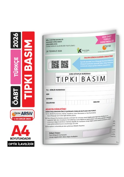 2026 Meb-ags Öabt Türkçe Öğretmenliği Ösym Tıpkı Basım Kitapçığı Türkiye Geneli Deneme