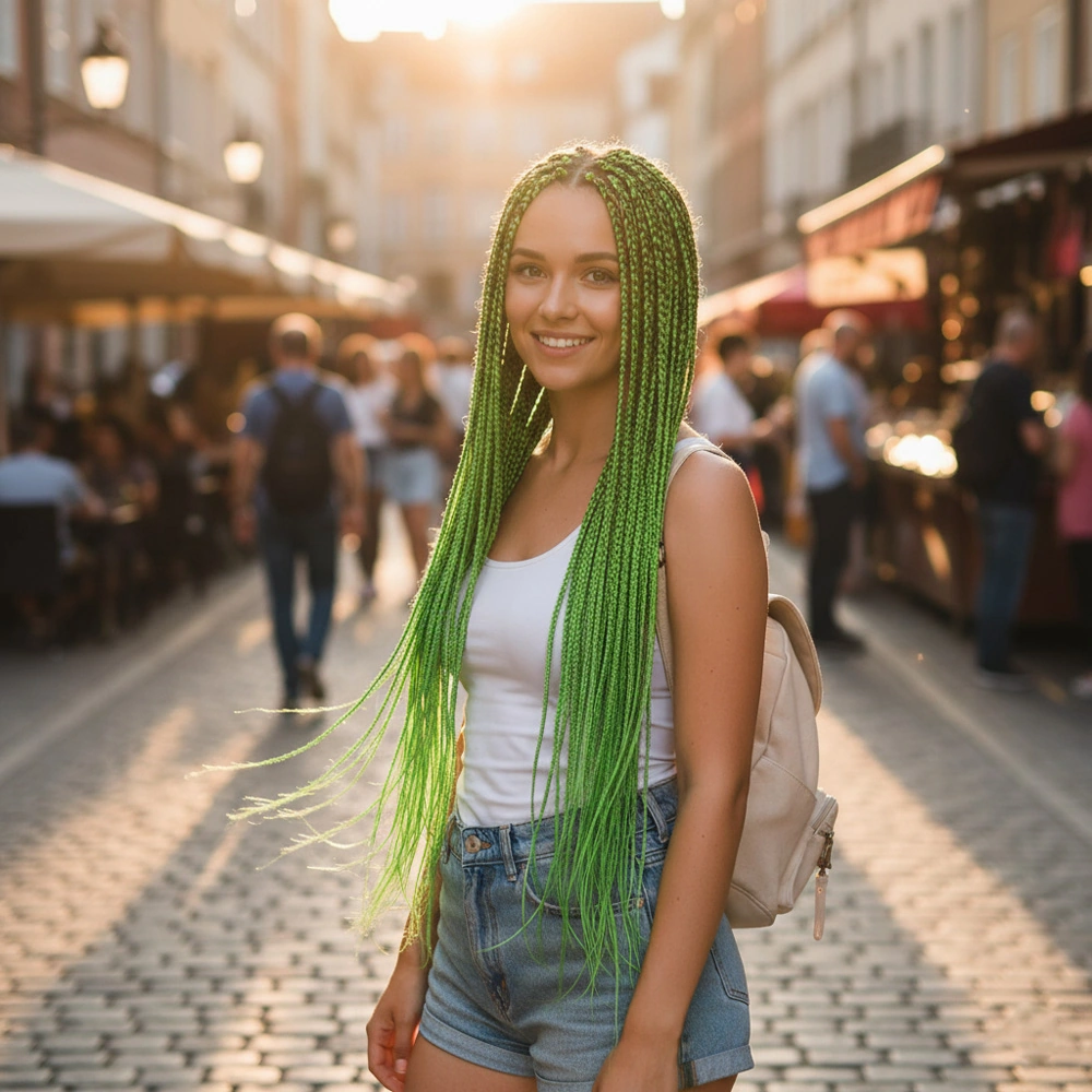 Afrika Örgüsü Ve Rasta İçin Sentetik / Neon Yeşil - Mydr-461766 Çok Renkli