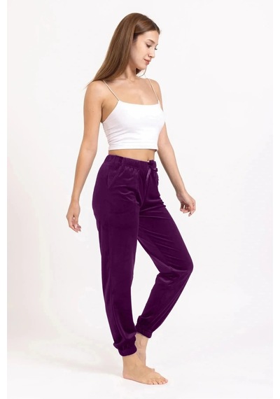 Mihra Kadın Lastikli Kadife Tek Alt Pijama Lacivert