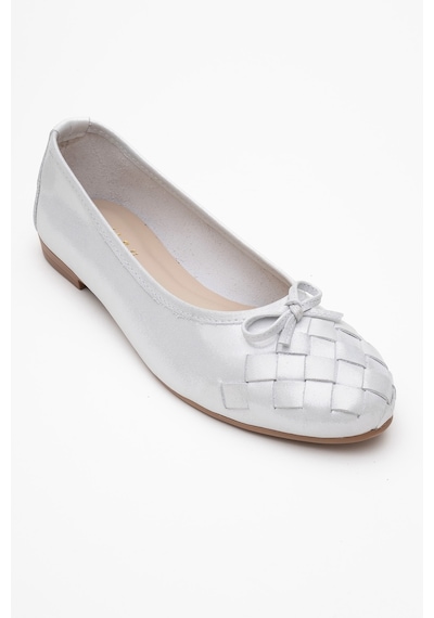 Luvishoes Luvi Shoes 03 Beyaz Simli Hakiki Deri Kadın Babet Ayakkabı Beyaz