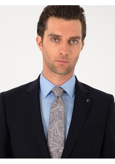 Cacharel Lacivert Slim Fit %100 Yün Mono Yaka Takım Elbise