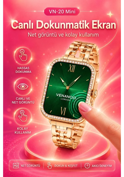 Gold Renk Tasarımlı Akıllı Saat Çoklu Kordonlu Dokunmatik Ekran Günlük Kullanım