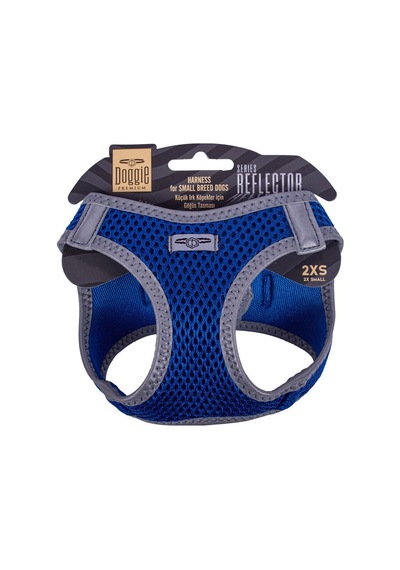 Doggie Havalı Dokuma Reflektör Serisi Küçük Irk Göğüs Tasması Mavi 2XS-26-30Cm Mavi