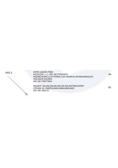 Anten Çubuğu Fiber Renault R19- R21 94 - Megane Scenıc Clıo Symbol C 1 Ad