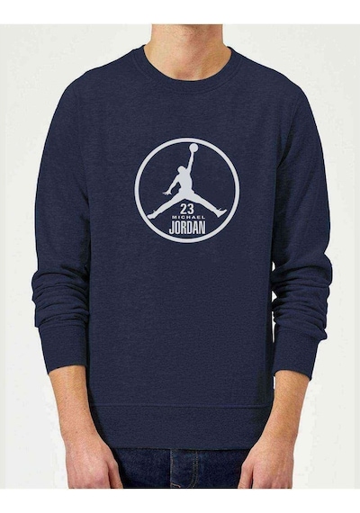 Basketbol 23 Baskılı Indigo Mavi Lacivert Erkek Sweatshirt
