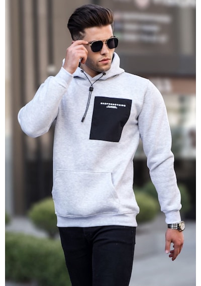 Madmext Karmelanj Baskılı Kapşonlu Sweatshirt 6004 Karmelanj