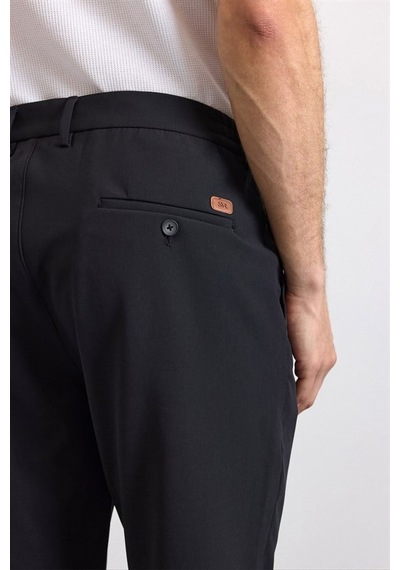 Süvari Siyah Slim Düz Pike Kemerli Yıkamalı Jogger Pantolon Spn2020500008-s09