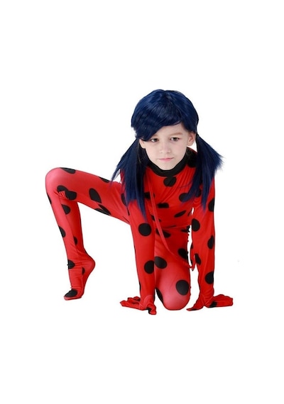 Peruklu Ladybug Uğur Böceği Kostümü Lady Bug Karakedi Uğur B