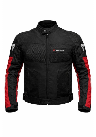 Venom Dynamic 4 Mevsim Ce Korumalı Siyah Kırmızı Motorcu Montu