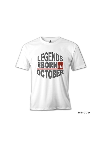 Legends Born İn October - Wave Beyaz Erkek Tshirt