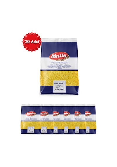 Mutlumakarna Arpa Şehriye 500 G X 20 Paket Lezzetli, Ve Kolay Pişen Italyan Tipi Makarna
