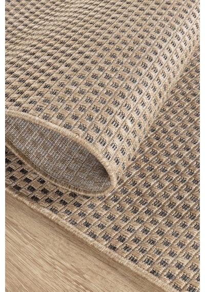 Sisaluna 4442 Bej Jüt Tabanlı Modern Dokuma Kilim Sisal Hasır Halı Bej