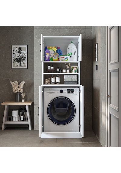Çamaşır-kurutma Makinesi Dolabı Kapaklı Banyo Dolabı.11 Mat Beyaz Çamaşır-kurutma Makinesi Dolabı Kapaklı Banyo Dolabı.11 Mat Beyaz