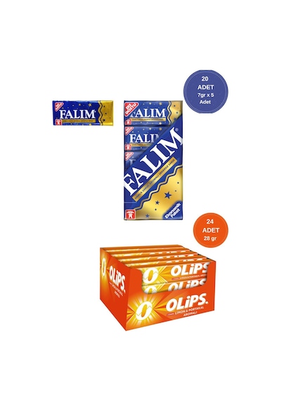Falım 7gr X 5 X 20 - Olips 28gr X 24 Avantajlı Damla Sakız Ve Limon&portakallı Şekerleme Paketi