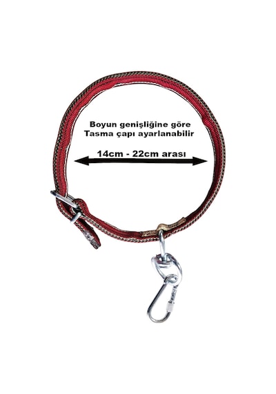 Aletçantam Çift Tokalı Köpek Boyun Tasması Büyük Irk 83 CM Kilitli Karabinalı Palaska Tasma Kırmızı