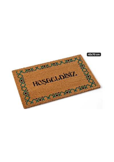Coco Cc015a Hoşgeldiniz Desenli Kalın Kaymaz Taban Nem Alıcı Şık Tasarım Kapı Önü Paspası 45x75 Cm Bej